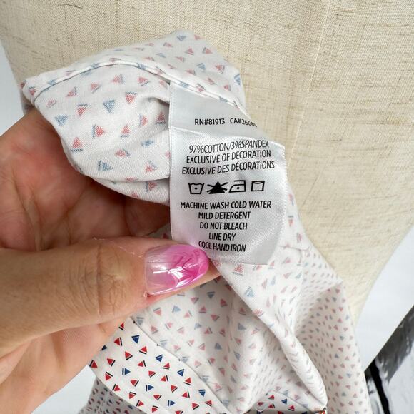 Robert Graham Woven Button Front Long Sleeve Shirt, White Patriotic Watermelon M - Picture 5 of 8